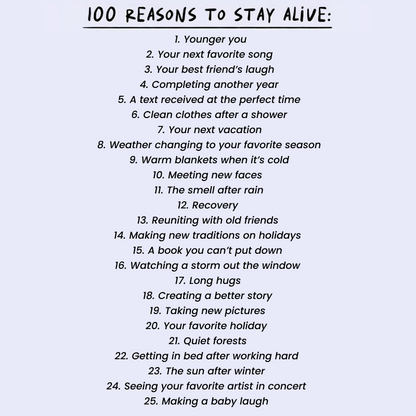 100 Reasons to Stay Alive Hoodie